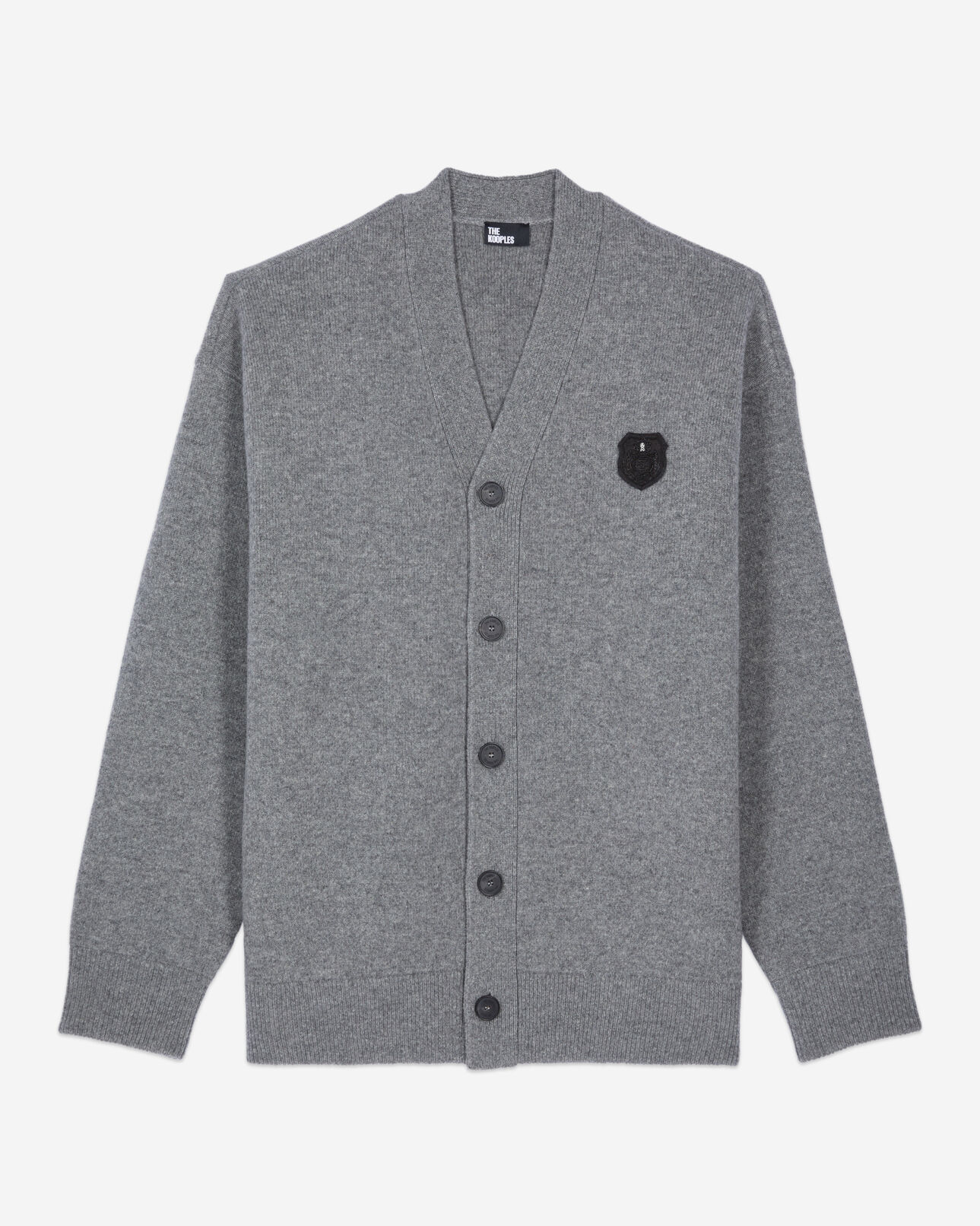 The Kooples HOMME MIDDLE GREY MEL cardigan en laine grise