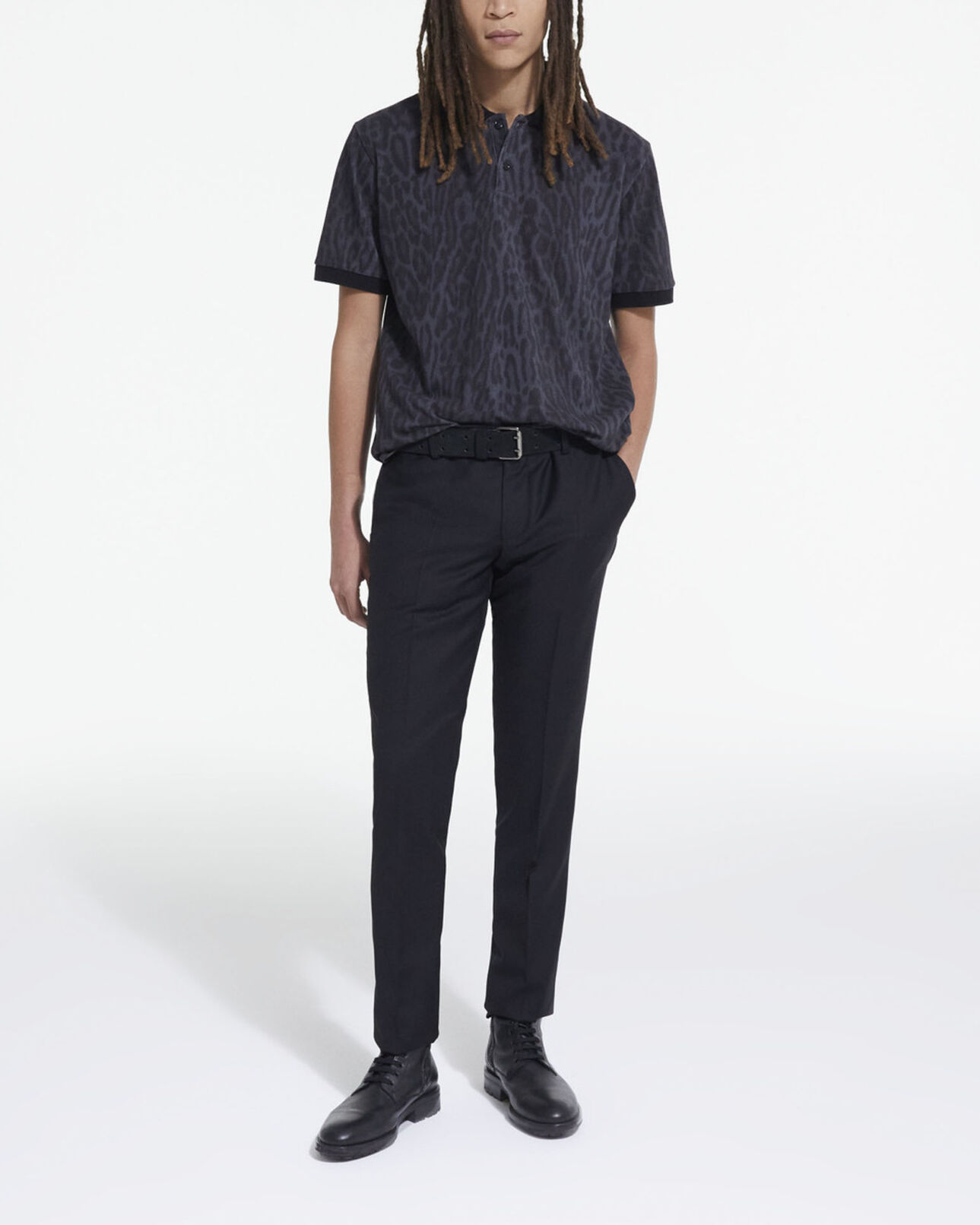 The Kooples MEN BLACK classic leopard print polo