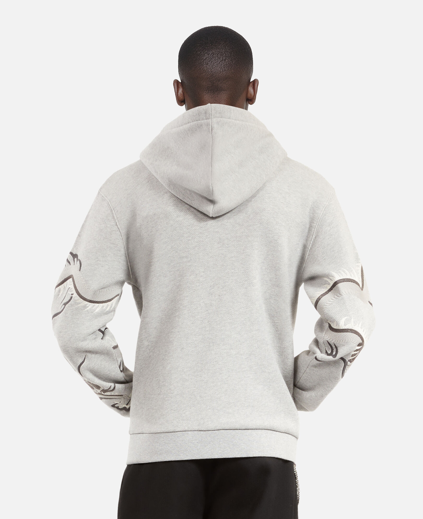 The Kooples HOMME GREY MELANGE sweatshirt brodé à capuche gris