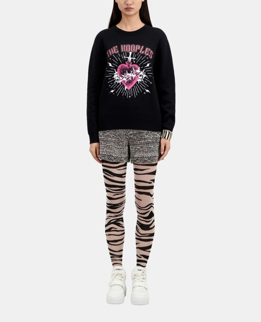 The Kooples MUJER BLACK WHITE jersey negro dagger through heart estrellas