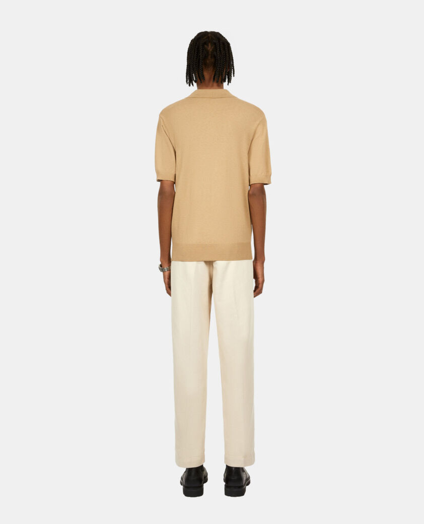 The Kooples HERREN BEIGE braunes poloshirt aus strick