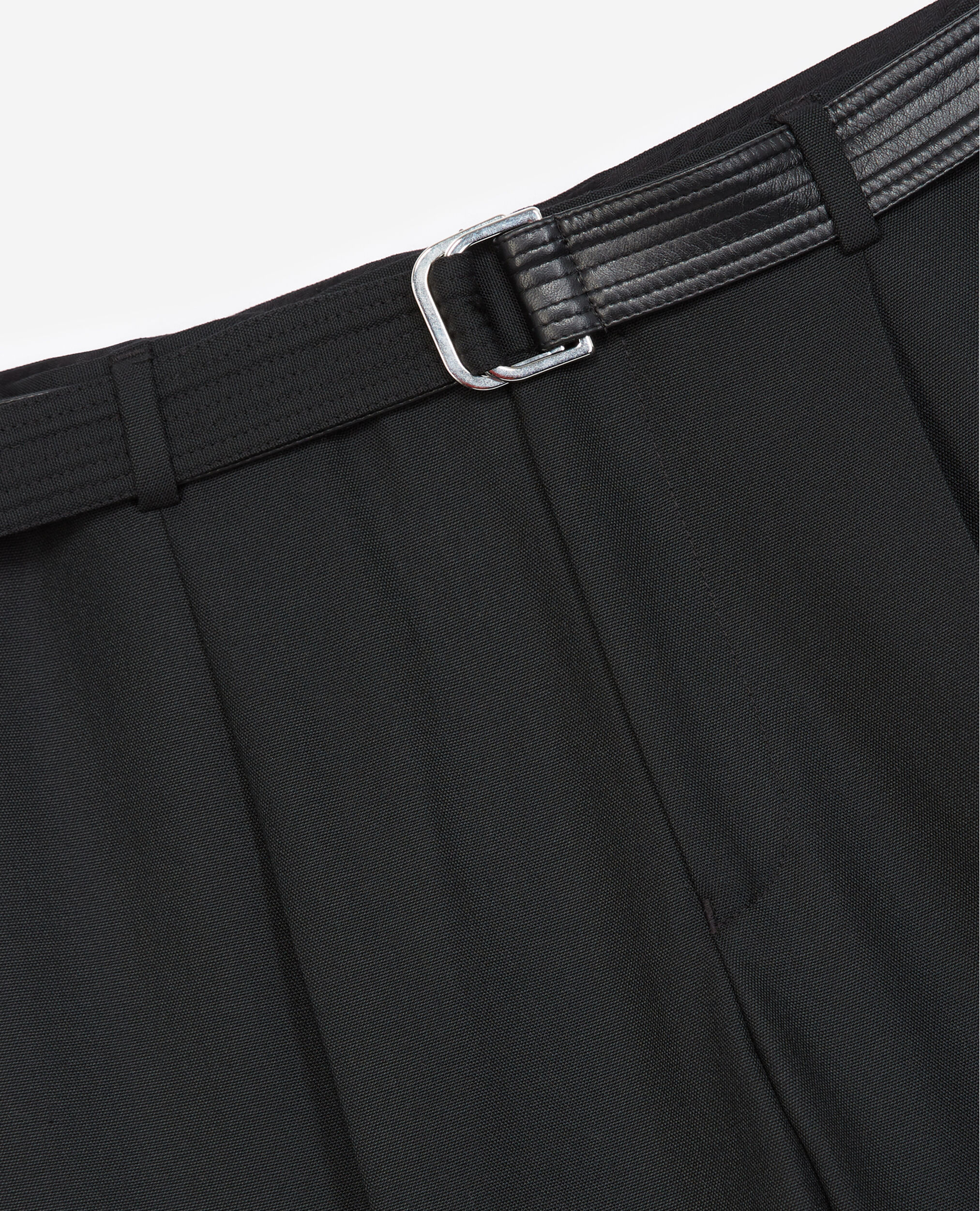 Black suit trousers in wool with belt, BLACK, hi-res image number null