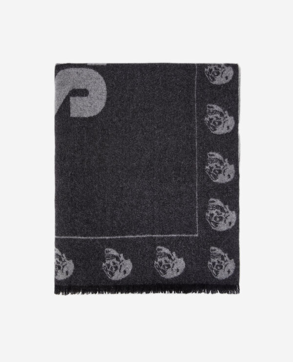 echarpe grise en laine avec logo