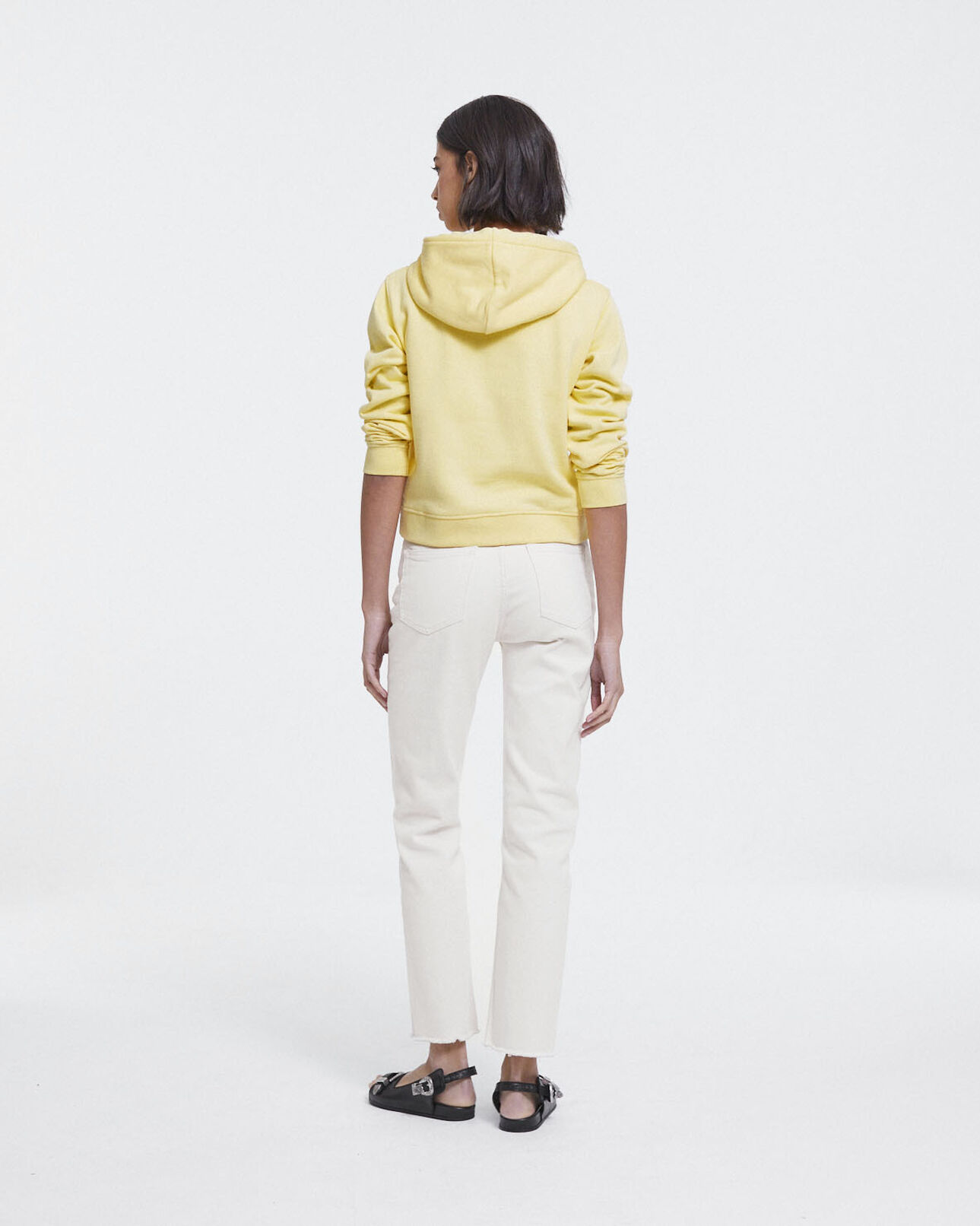The Kooples DAMEN YELLOW gelbes kapuzensweatshirt mit dreifach-logo