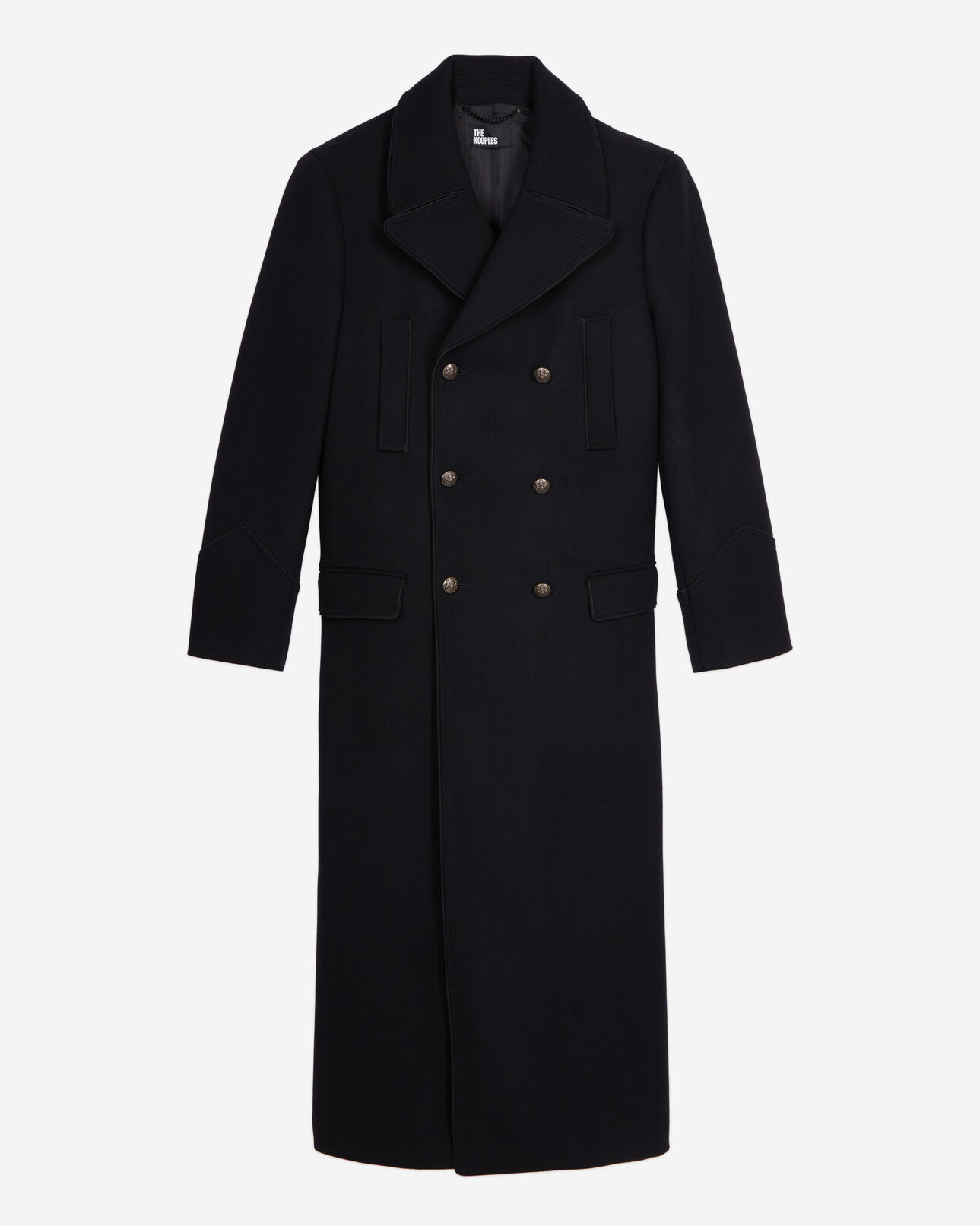 The Kooples MEN BLACK long black wool blend coat