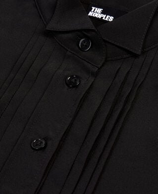 The Kooples WOMEN BLACK black silk shirt with pleating