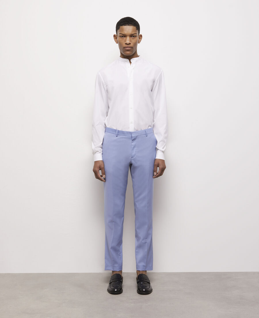blue end-on-end wool suit pants