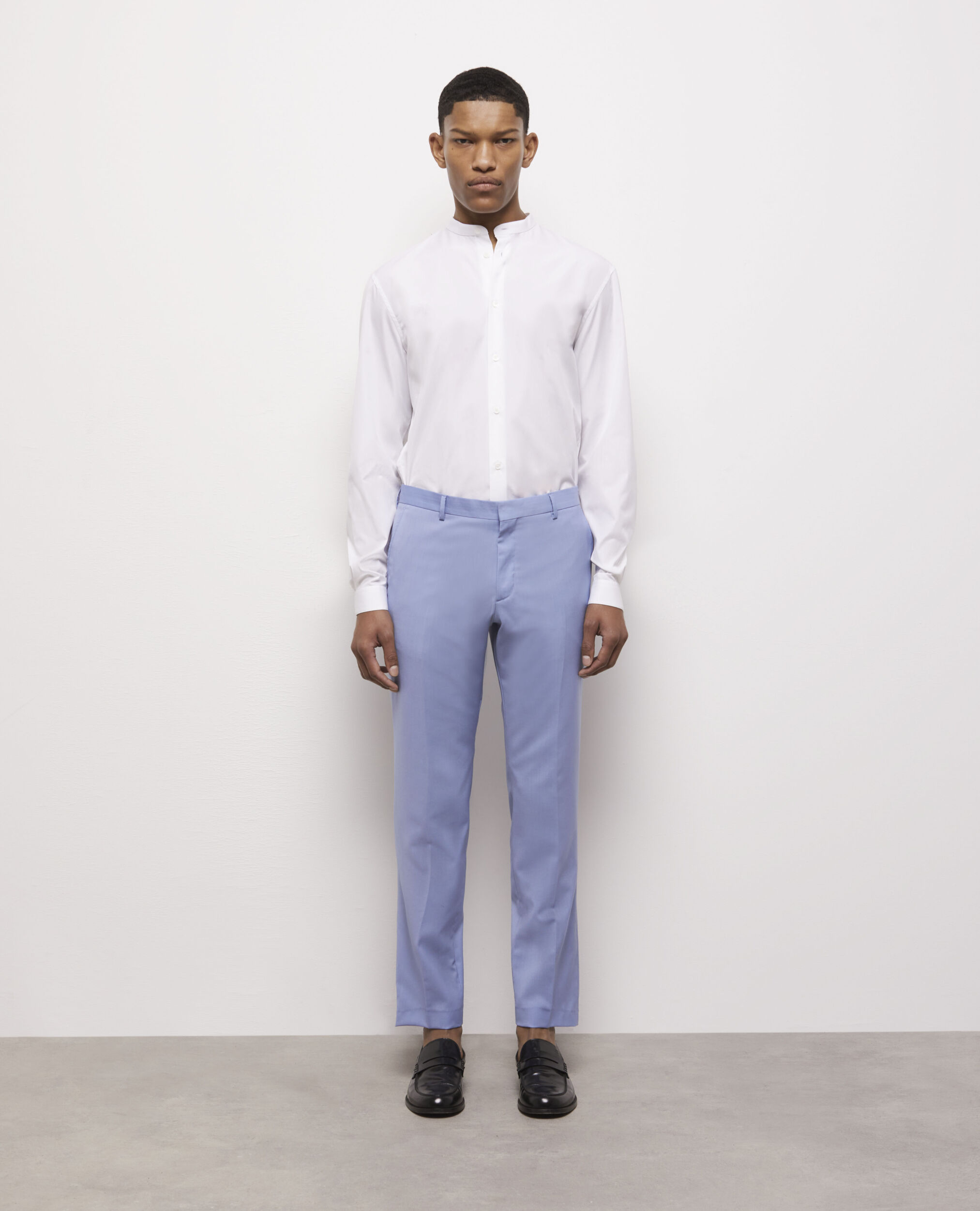 Blue end-on-end wool suit pants, LIGHT BLUE, hi-res image number null