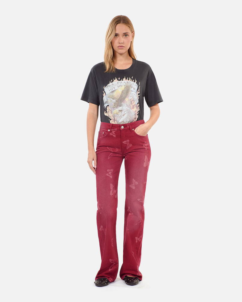 The Kooples F DARK RED butterfly print flare jeans
