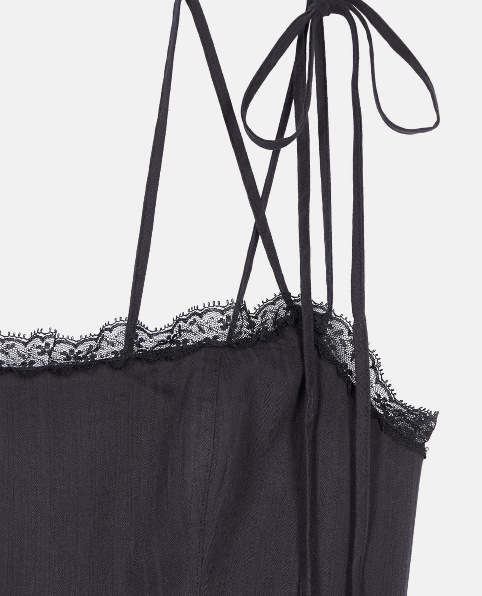 Long black dress with lace, BLACK, hi-res image number null