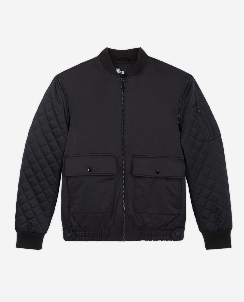 The Kooples HERREN BLACK schwarze bomberjacke mit abnehmbaren ärmeln