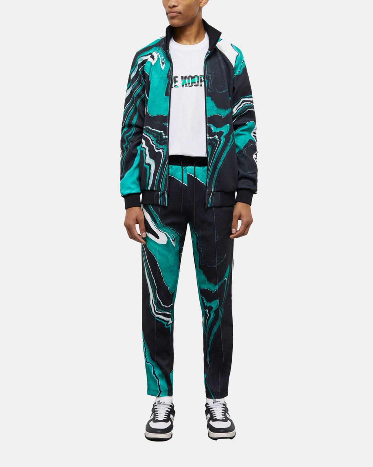The Kooples HOMME BLACK / GREEN veste de survêtement imprimée
