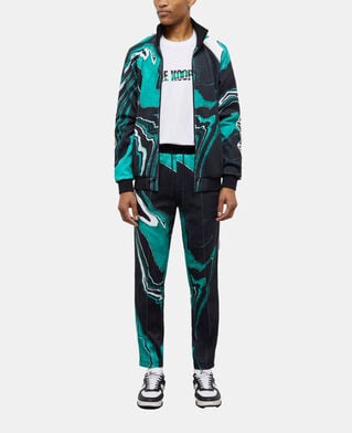 The Kooples MEN BLACK / GREEN printed tracksuit jacket