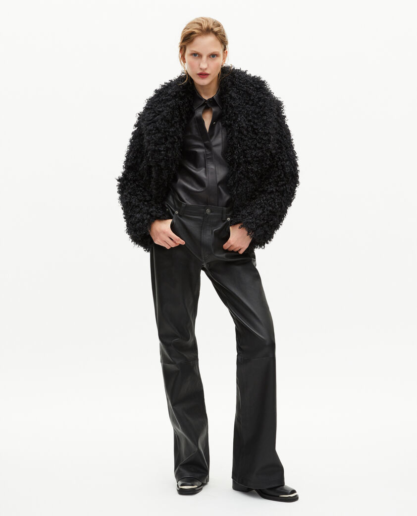 The Kooples F BLACK short black fur-effect coat