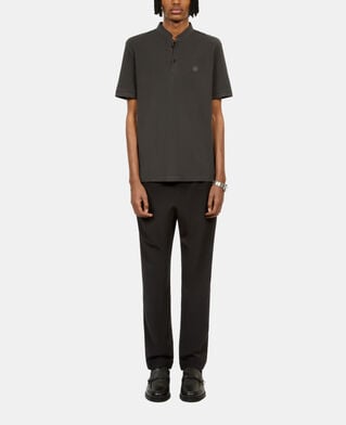 The Kooples HOMME BLACK-ORANGE polo en coton piqué gris foncé