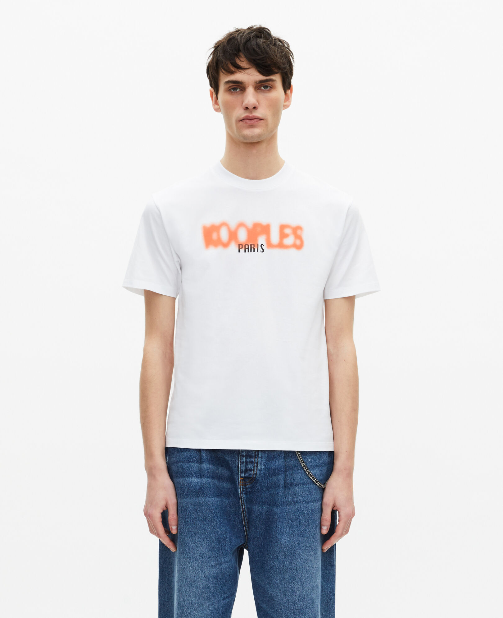 The Kooples MEN WHITE white logo screen printed t-shirt