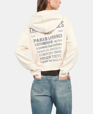 The Kooples WOMEN ECRU ecru hoodie with serigraphy