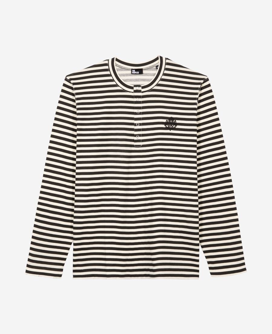 The Kooples MEN LIGHT BEIGE beige striped long-sleeved t-shirt