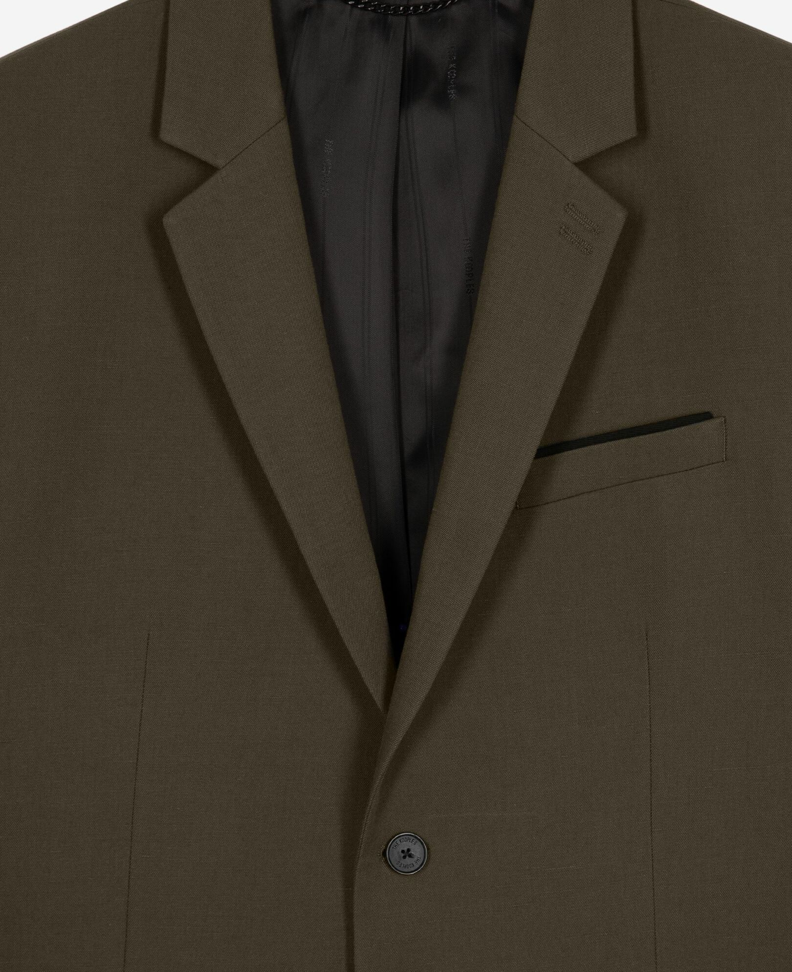 The Kooples MEN KAKI khaki cotton and linen suit jacket