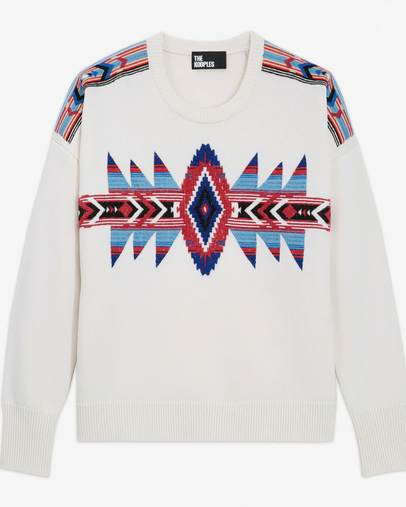 The Kooples WOMEN OFF WHITE embroidered wool sweater
