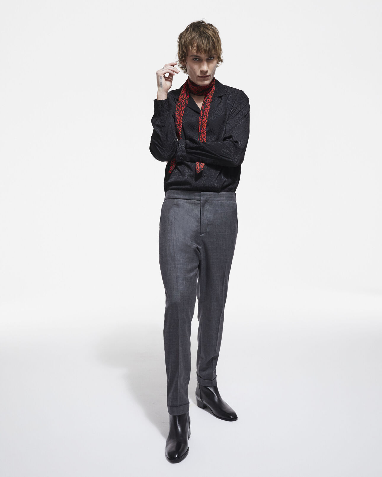The Kooples UNISEX RED / BLACK rotes leoparden-halstuch