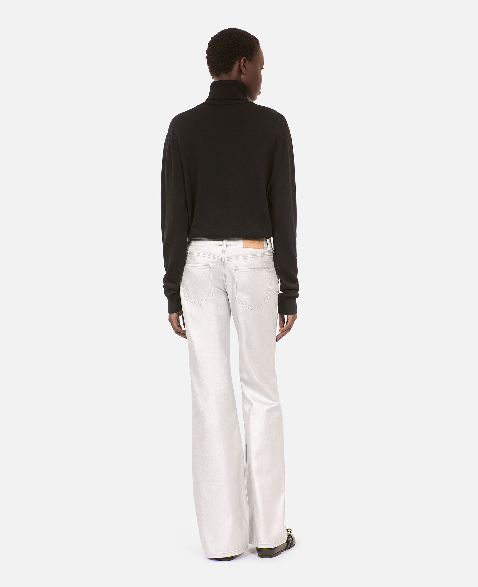 The Kooples MUJER 52 ARGENT VIEILLI CORNE vaqueros tachuelas rectos plateados