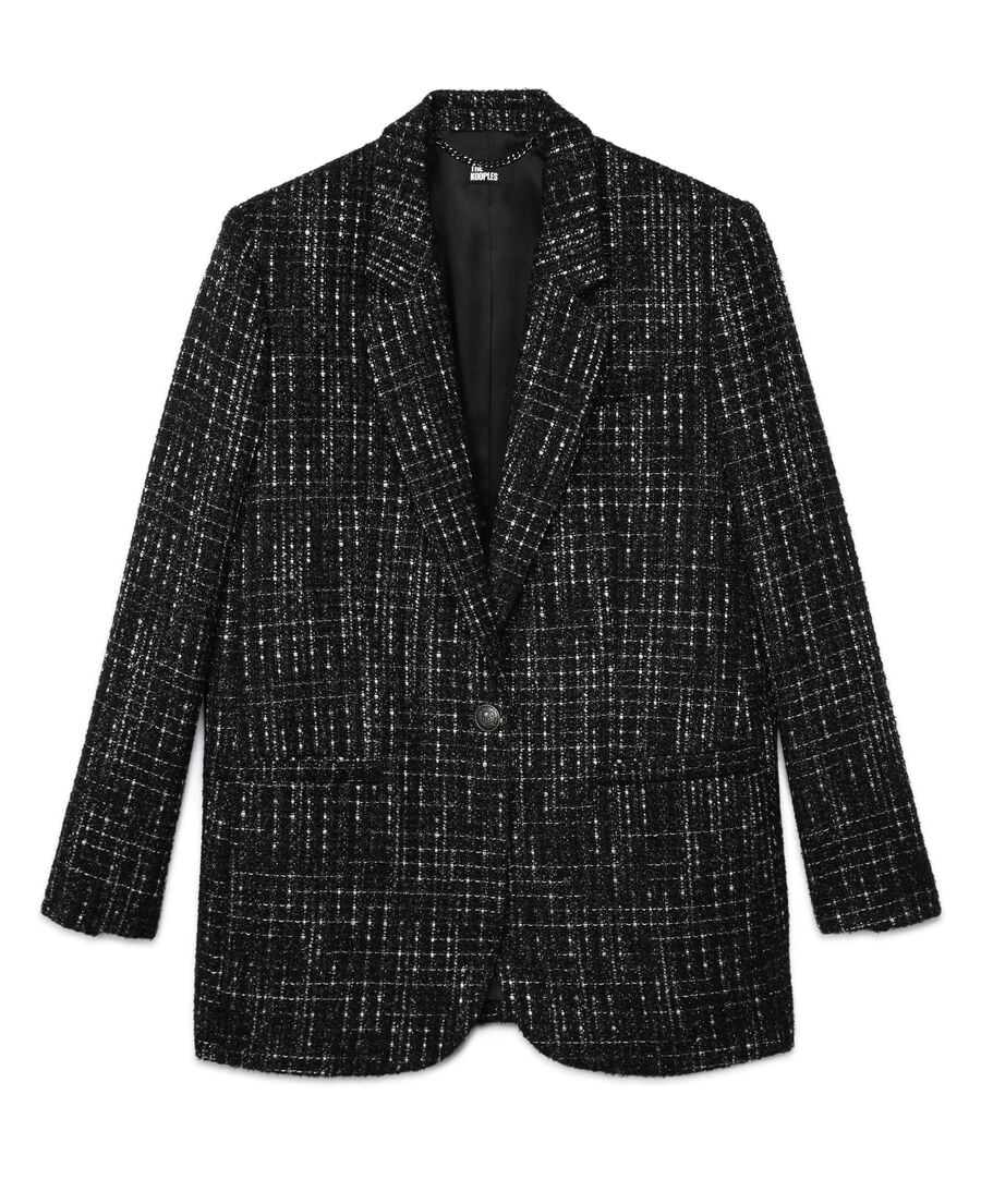 The Kooples WOMEN BLACK WHITE black and white tweed suit jacket