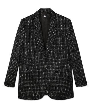 The Kooples WOMEN BLACK WHITE black and white tweed suit jacket