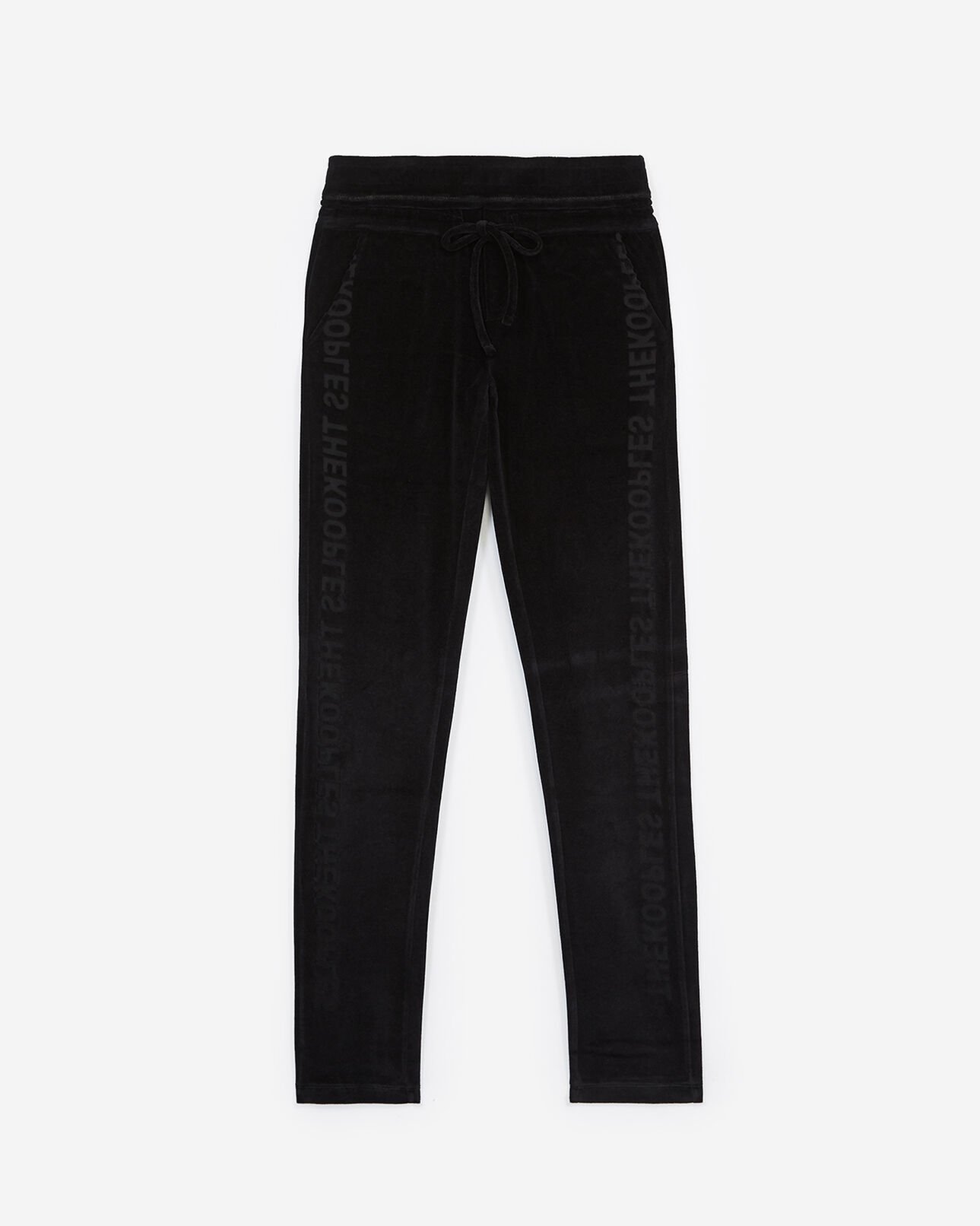 The Kooples FEMME BLACK jogging noir velours à logo dévoré