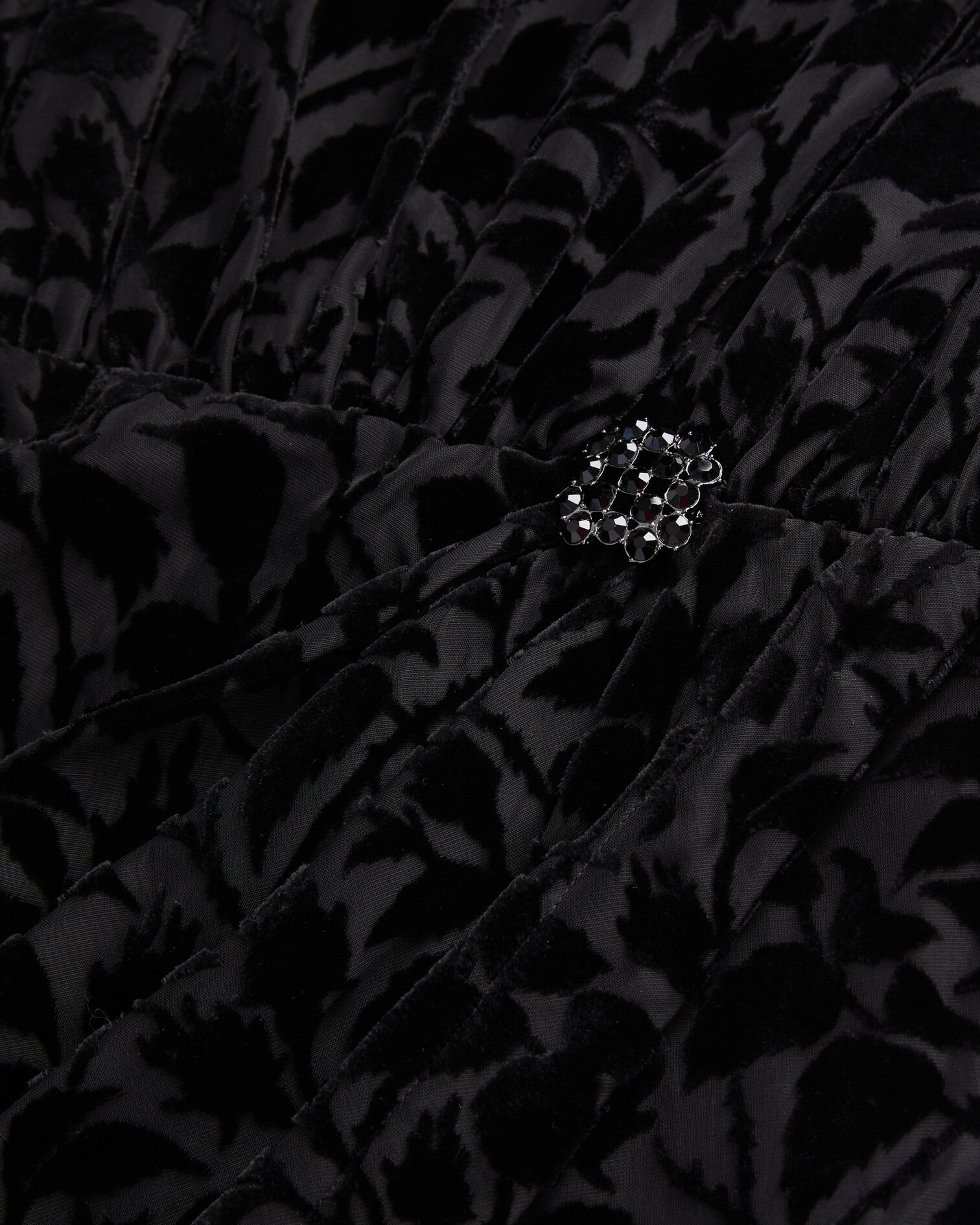 Short black devoré velvet dress, BLACK, hi-res image number null