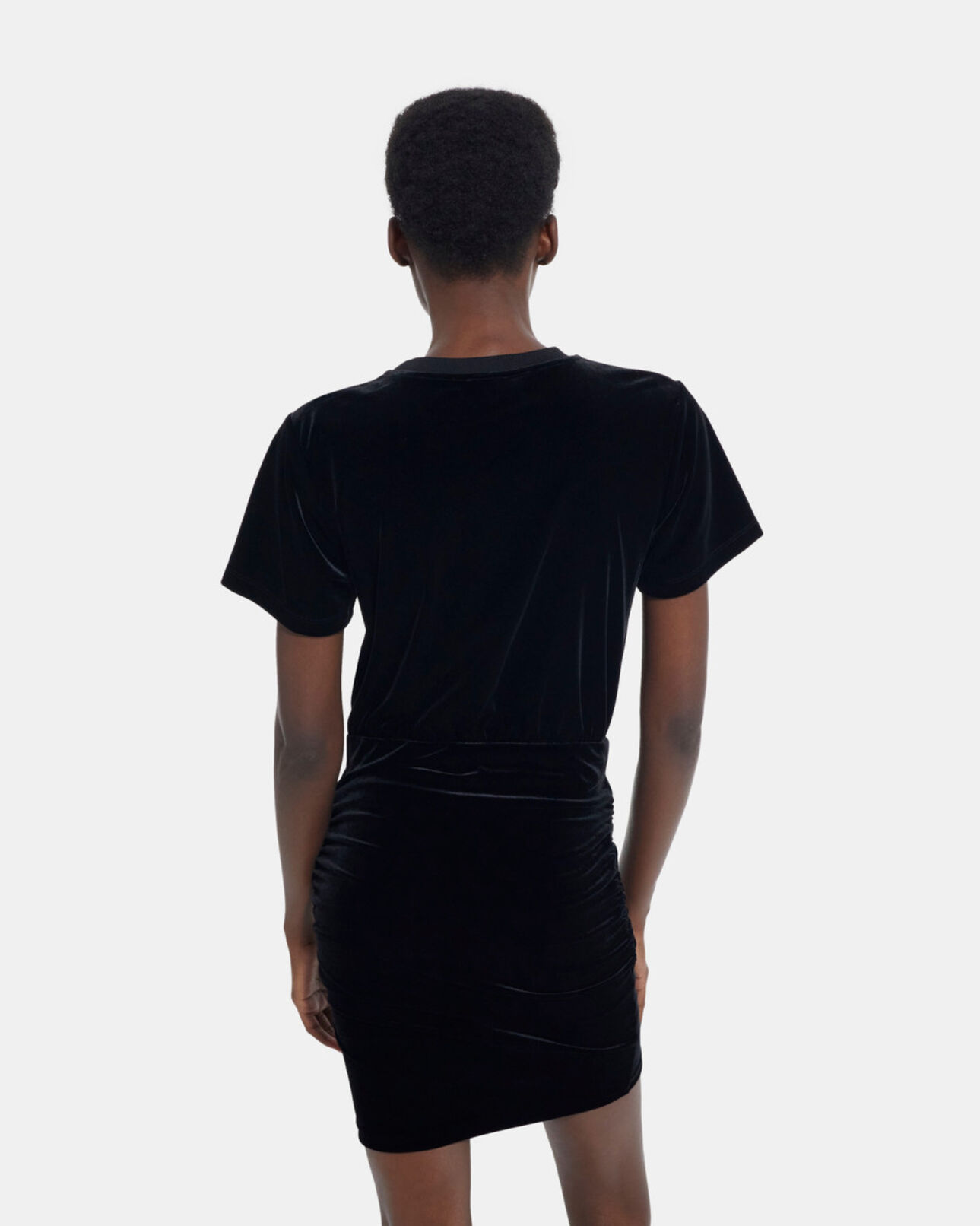 The Kooples WOMEN BLACK short black velvet dress