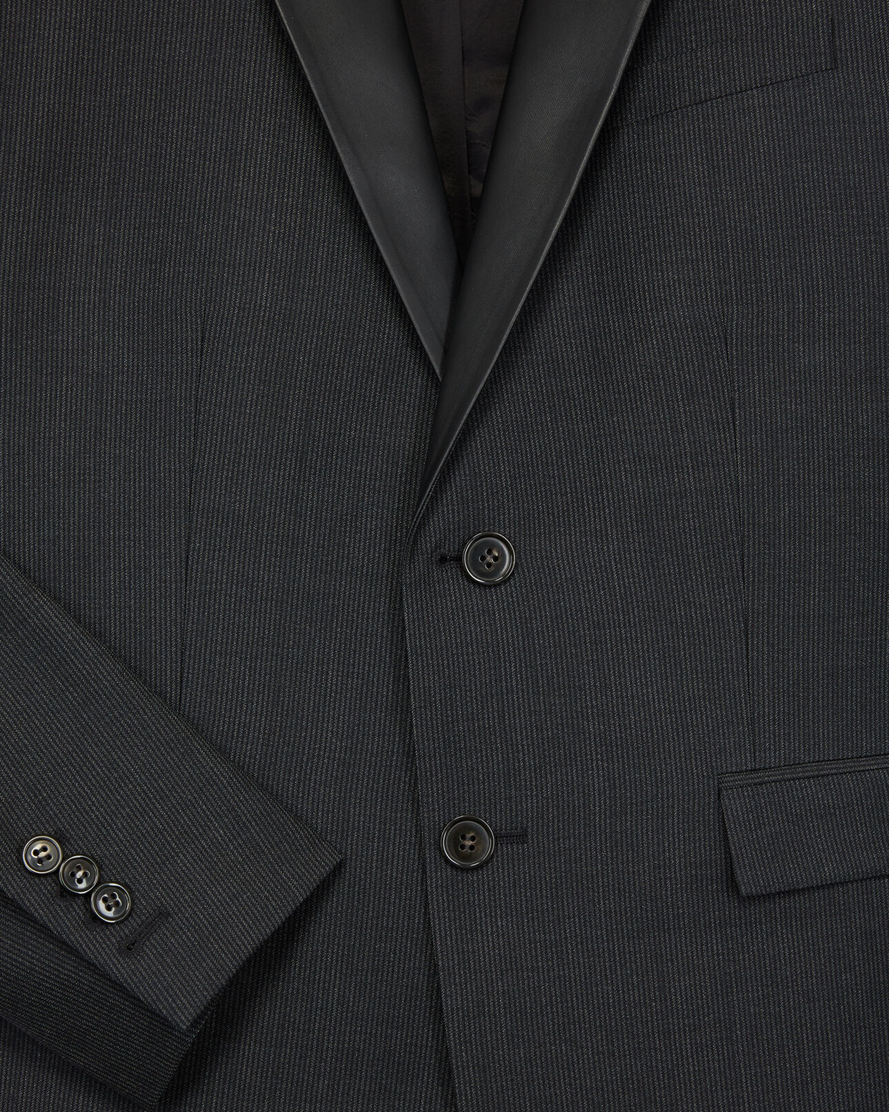 The Kooples HOMME BLACK GREY veste en laine grise avec revers de col en cuir