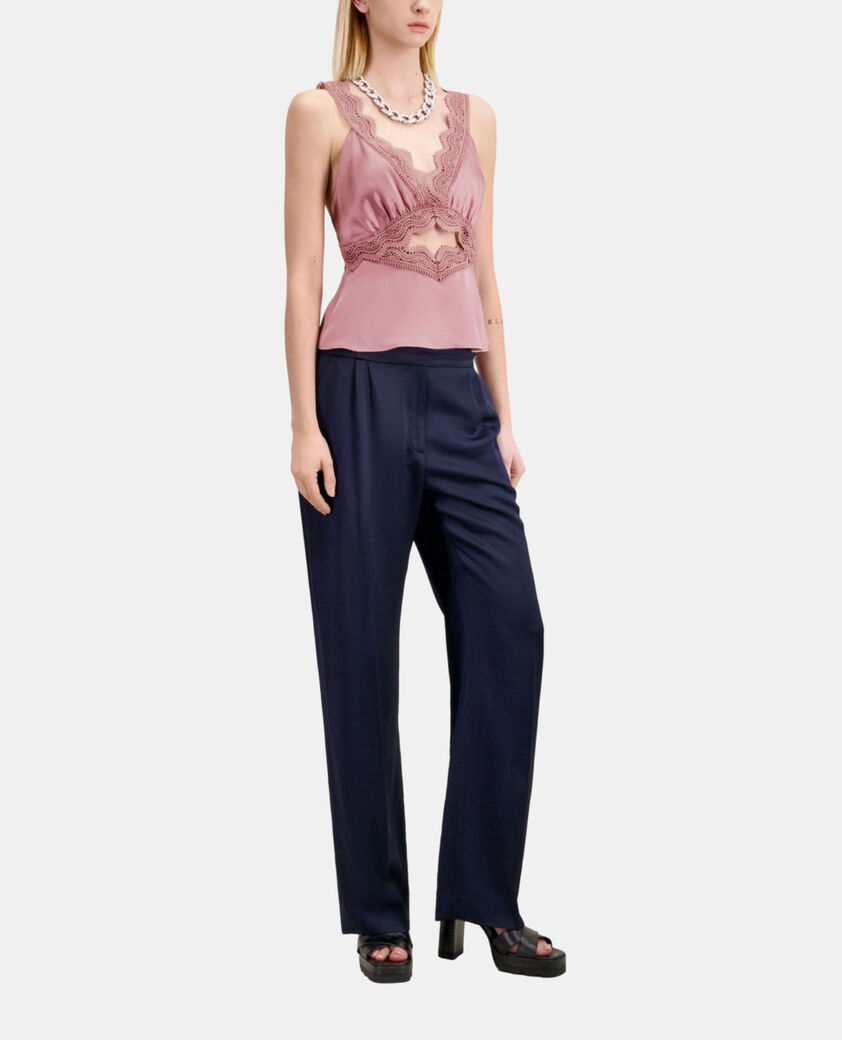 The Kooples WOMEN PINK WOOD lilac top with guipure