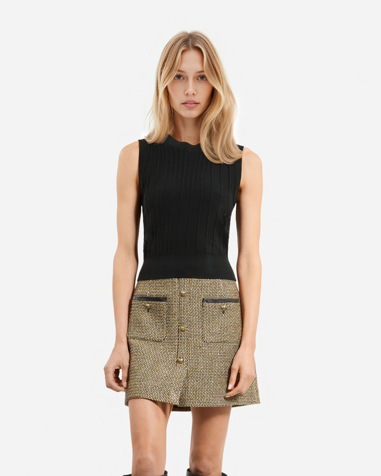 The Kooples FEMME BLACK top en maille noir