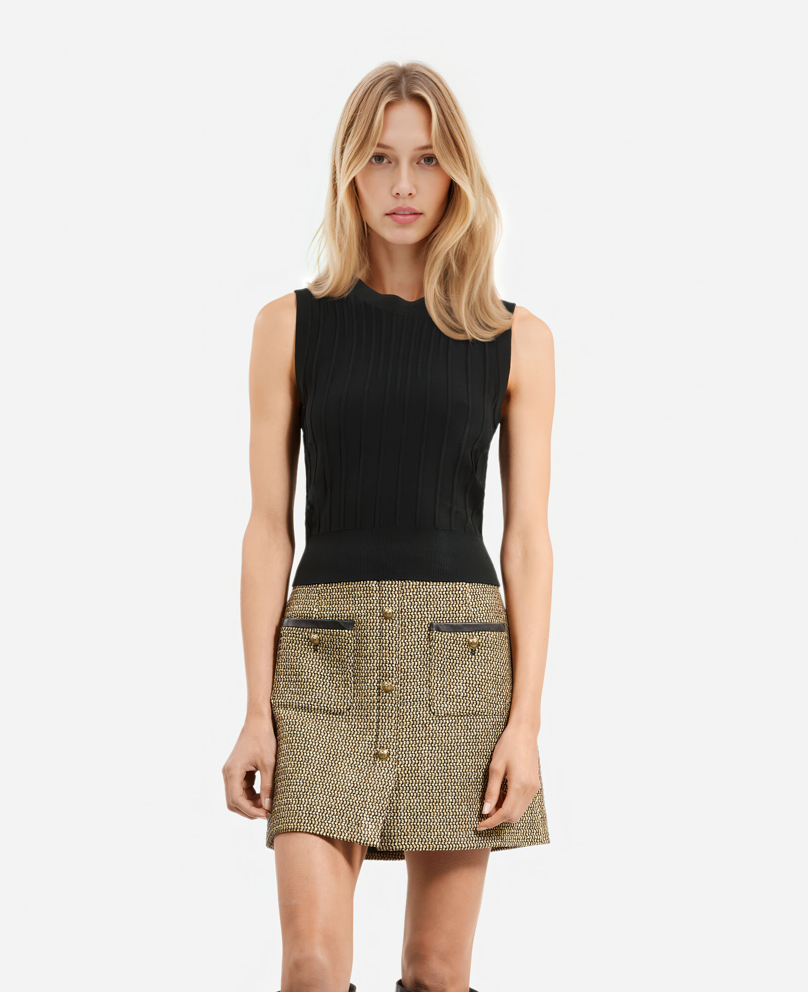 The Kooples FEMME BLACK top en maille noir