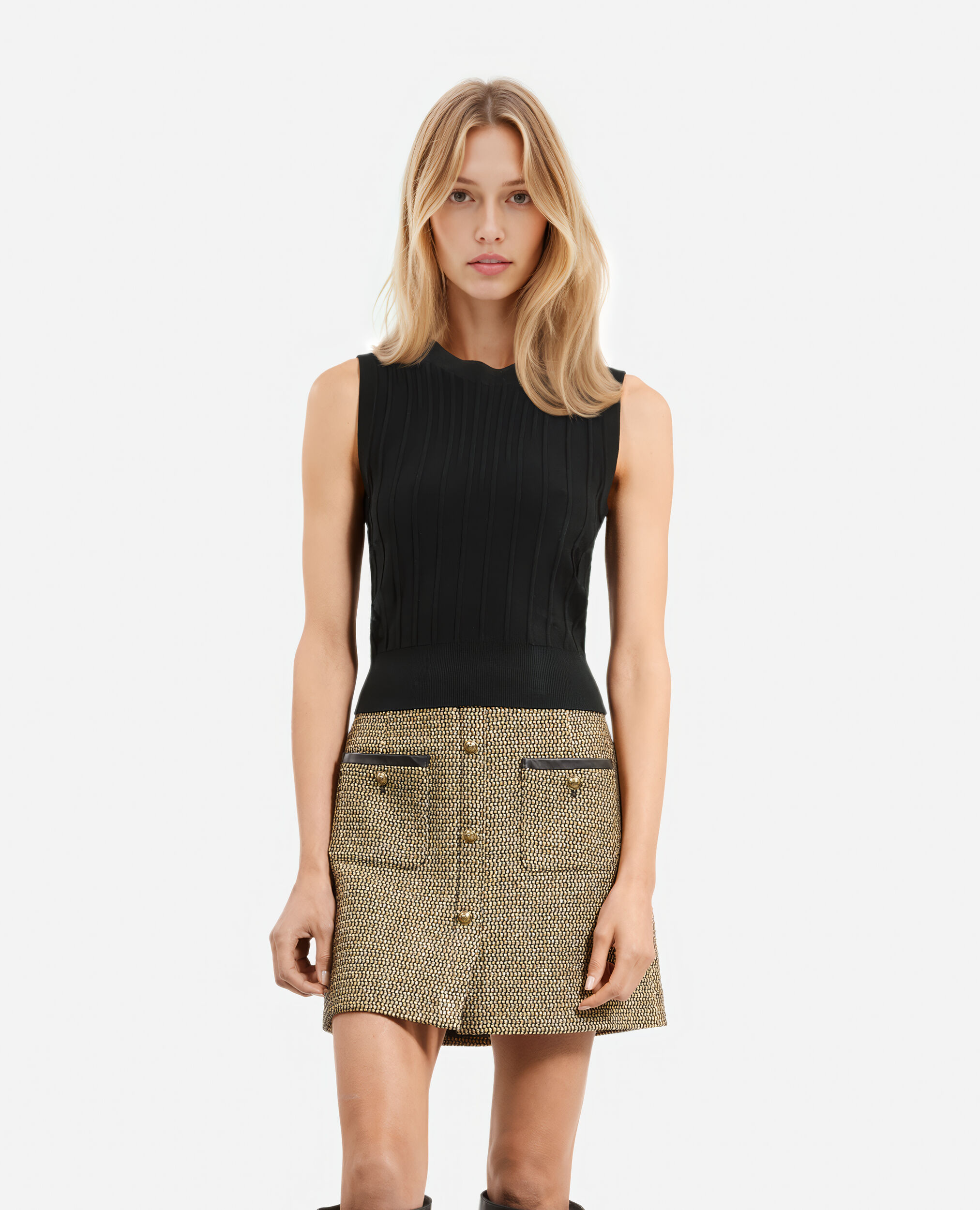 Top en maille noir, BLACK, hi-res image number null