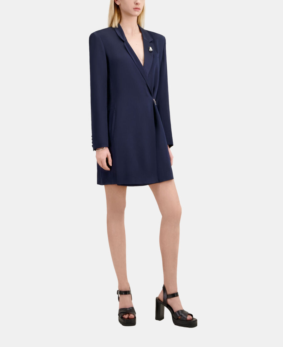 The Kooples F NAVY short navy blue dress with chain