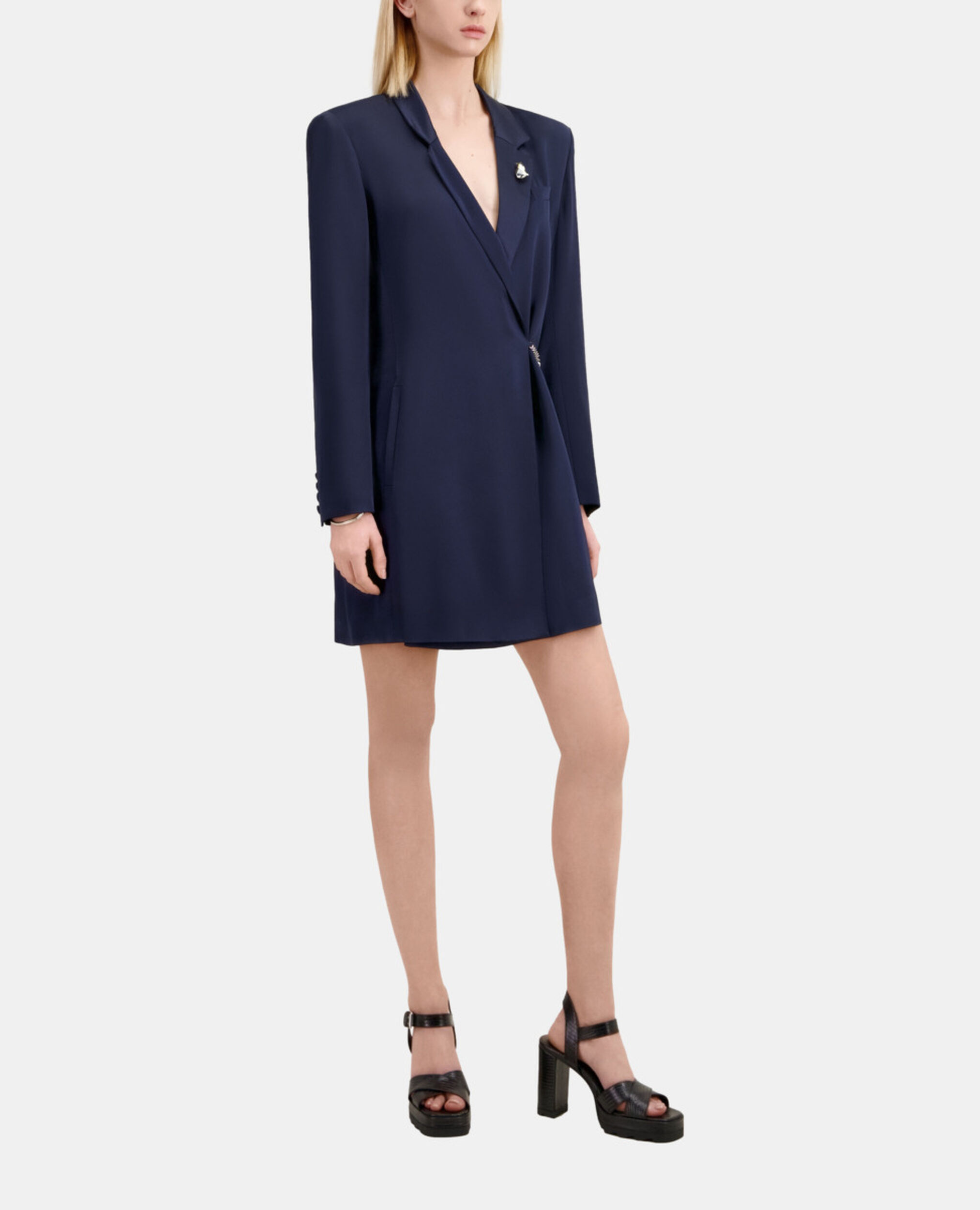 Short navy blue dress with chain, NAVY, hi-res image number null