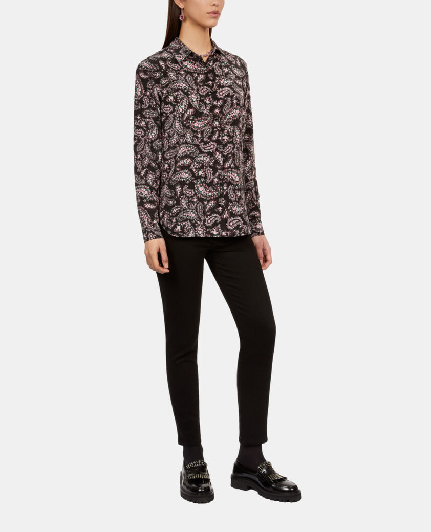 The Kooples FEMME BLACK / PINK chemise imprimée en soie