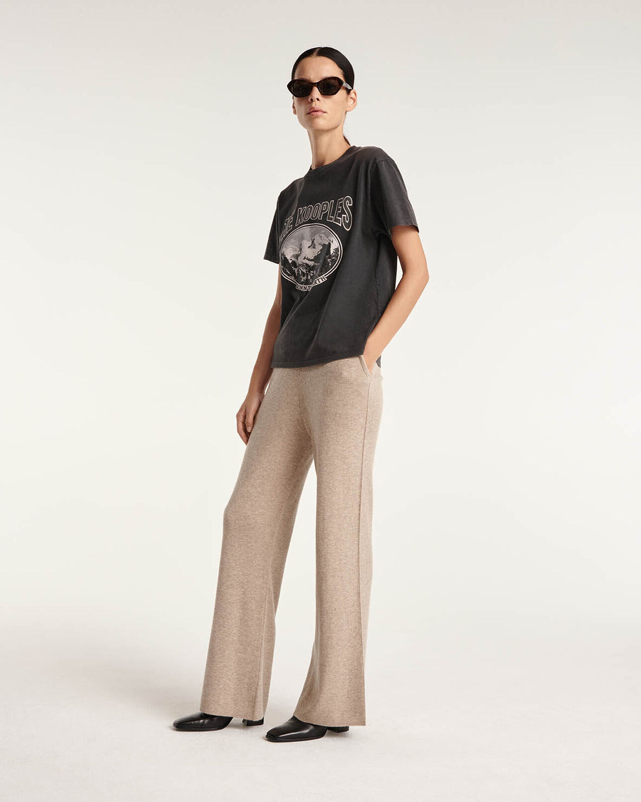 The Kooples DAMEN BEIGE hose locker beige wolle und kaschmir
