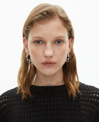 The Kooples WOMEN BLACK black openwork mixed sweater