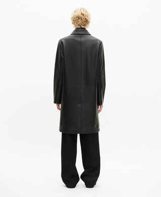 The Kooples MEN BLACK black leather mid-length coat