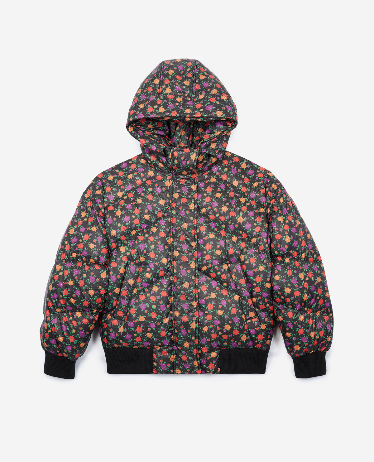 Floral print down jacket hot sale