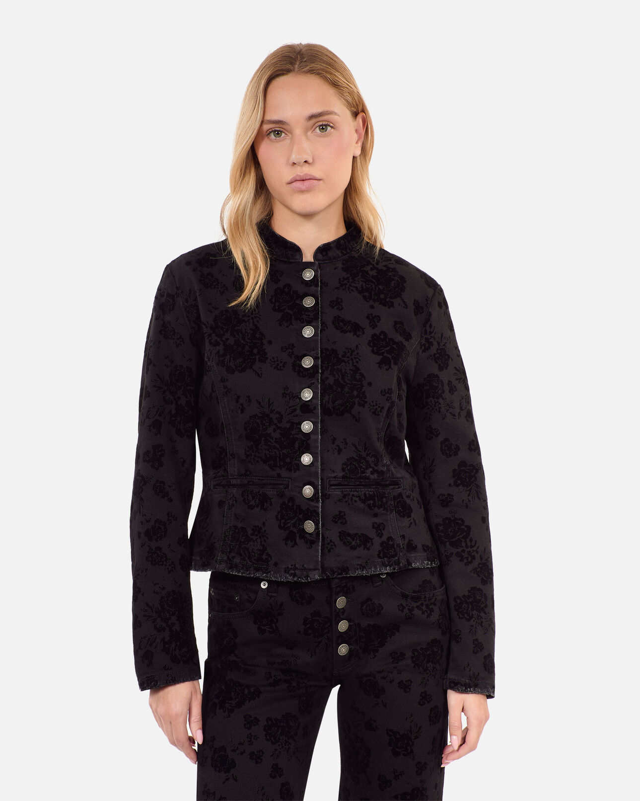 The Kooples WOMEN BLACK black denim jacket