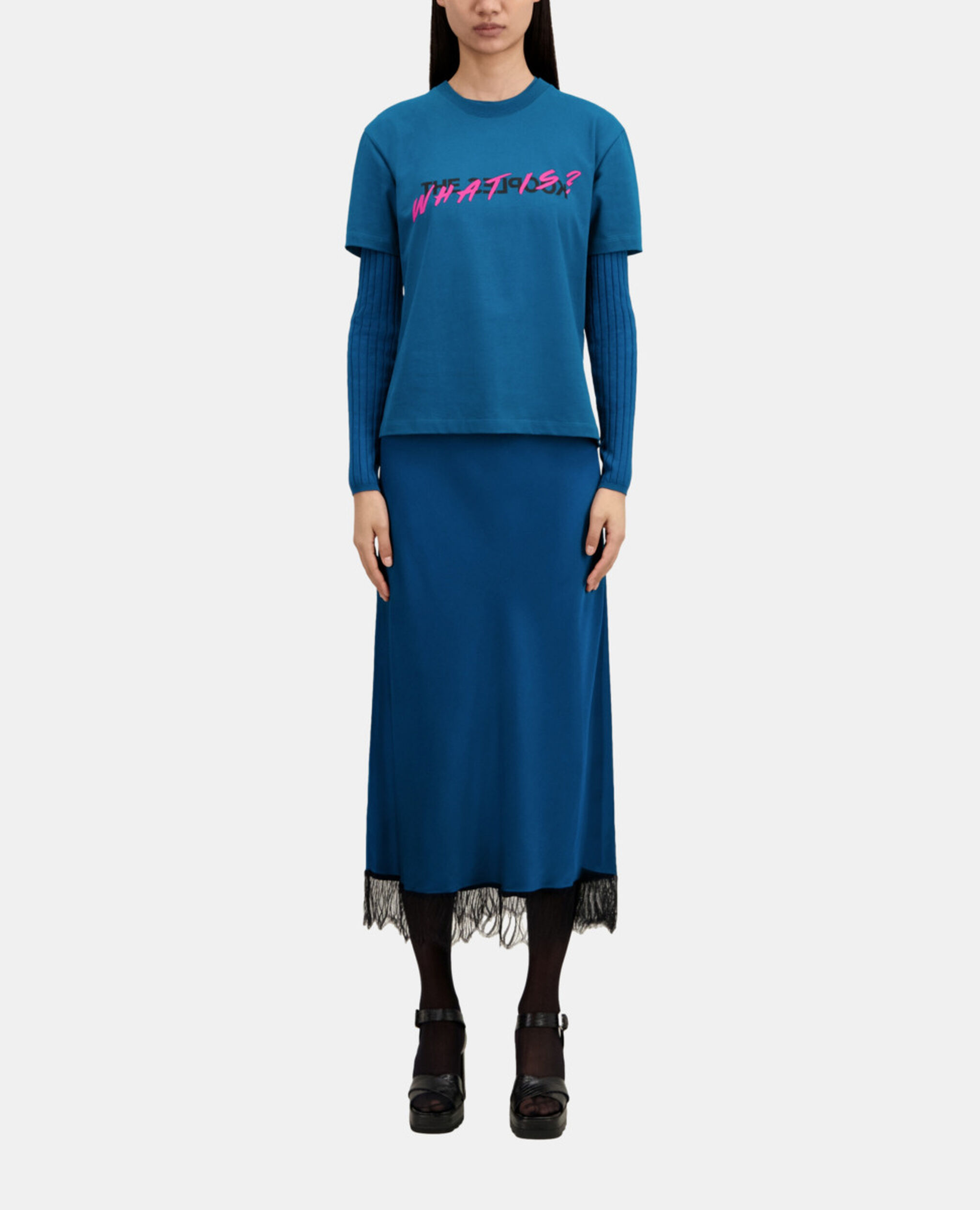 Women's blue what is t-shirt, MEDIUM BLUE, hi-res image number null
