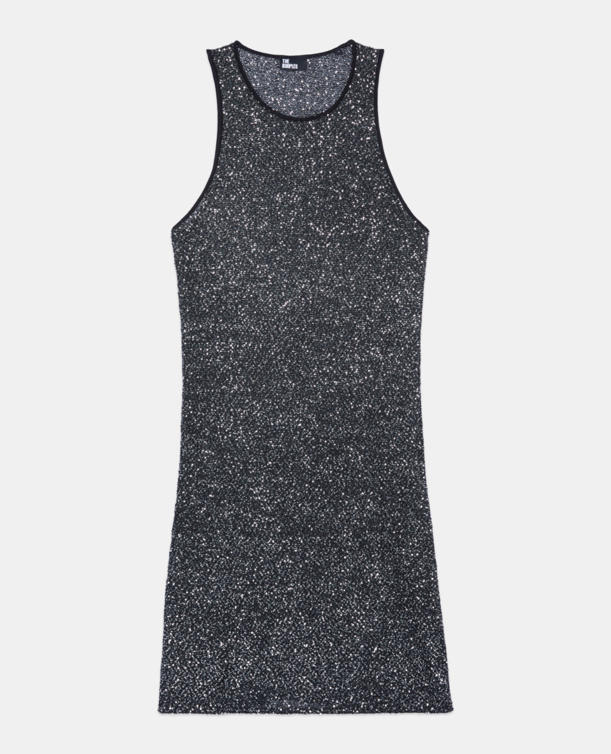 Robe courte à sequins en maille noire, BLACK, hi-res image number null