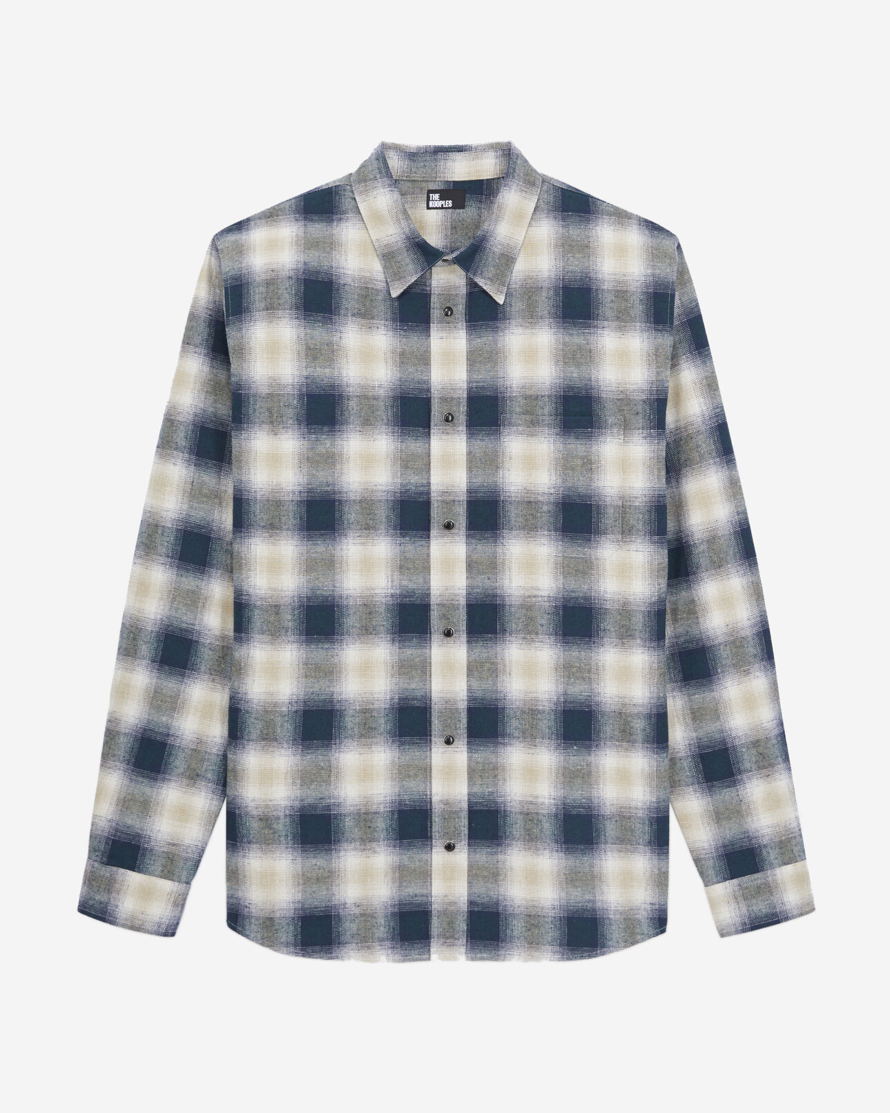 The Kooples MEN GREEN / NAVY / WHITE blue and green checkered overshirt