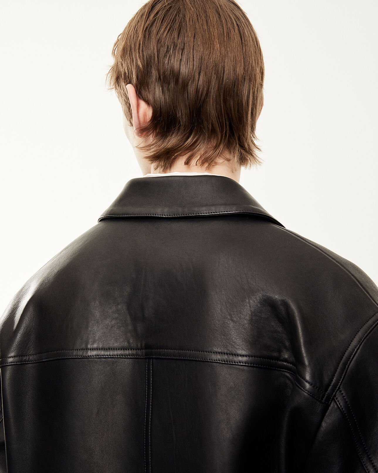 The Kooples MEN BLACK overshirt-style black leather jacket