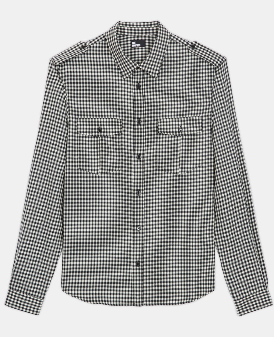 chemise col classique en laine à carreaux
