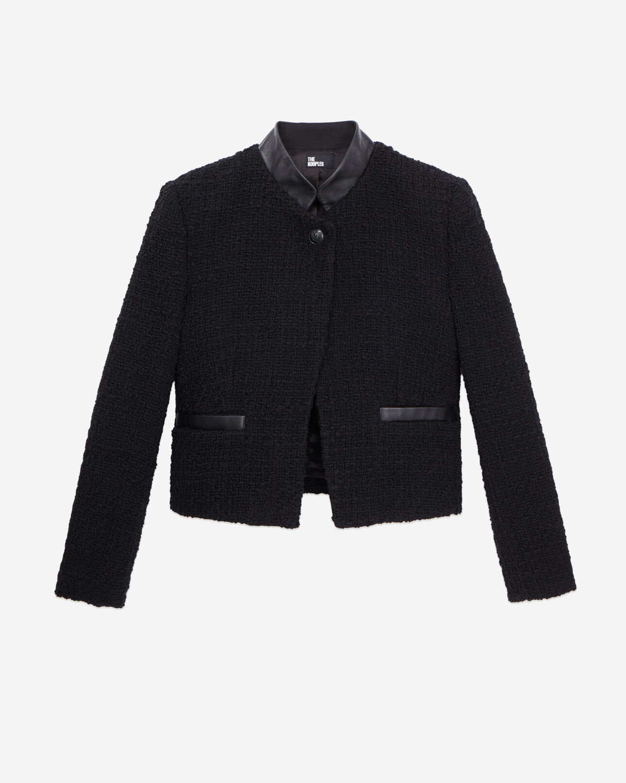 The Kooples WOMEN BLACK short black tweed jacket